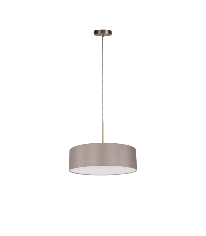 Baymont Satin Nickel 5 Light E27 Single Pendant With 45cm x 15cm Faux Silk Shade Grey-5
