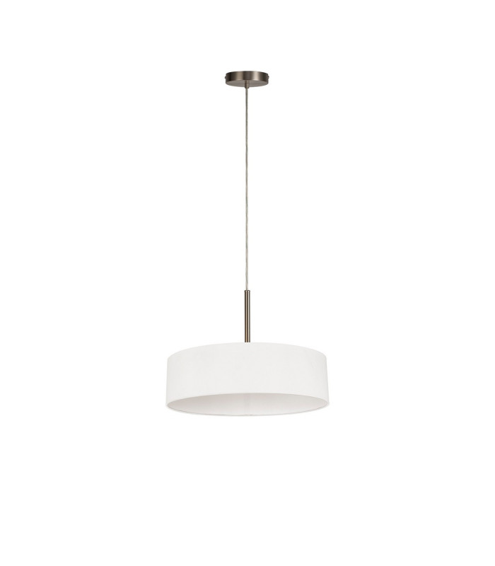 Baymont Satin Nickel 5 Light E27 Single Pendant With 45cm x 15cm Faux Silk Shade White-5