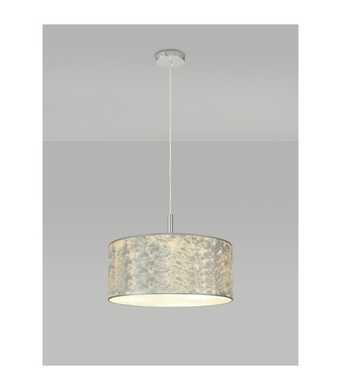Baymont 40cm Polished Chrome 5 Light E27 Single Pendant With 50cm x 20cm Silver Leaf Shade-2