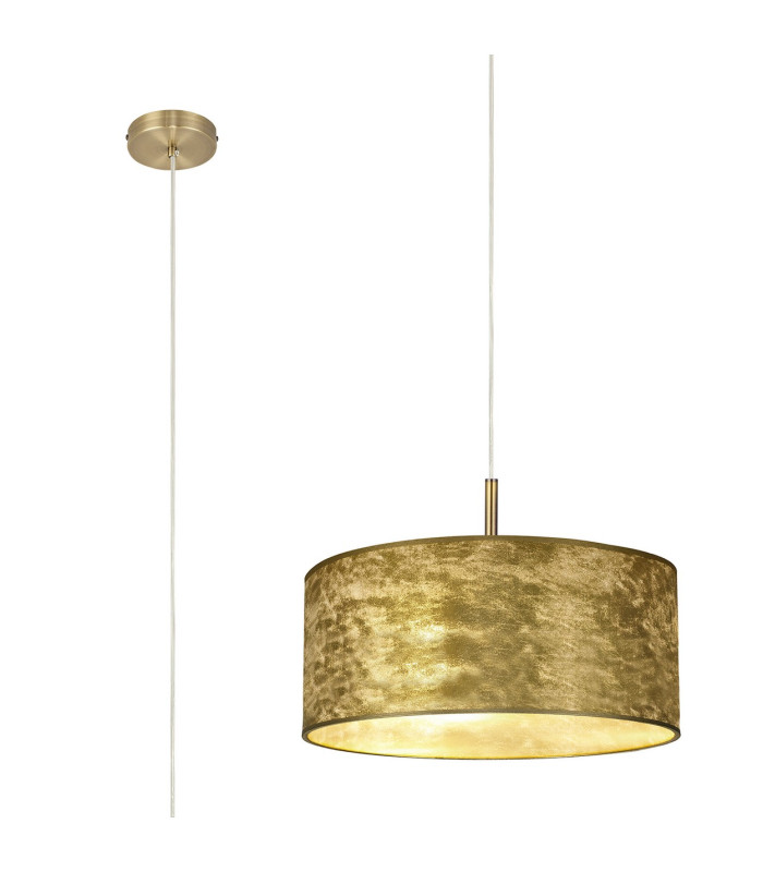 Baymont 40cm Antique Brass 5 Light E27 Single Pendant With 50cm x 20cm Gold Leaf Shade-1
