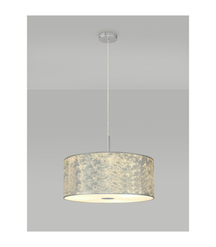 Baymont 40cm Polished Chrome 5 Light E27 Single Pendant With 50cm x 20cm Silver Leaf Shade-2