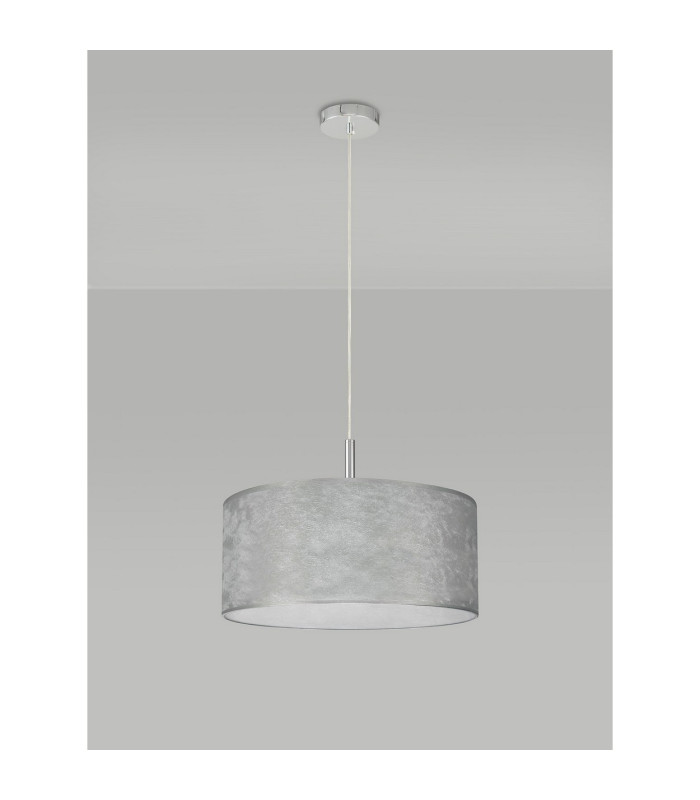 Baymont 40cm Polished Chrome 5 Light E27 Single Pendant With 50cm x 20cm Silver Leaf Shade-12