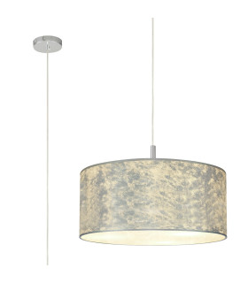 Baymont Polished Chrome 5 Light E27 Single Pendant With 60cm x 22cm Silver Leaf Shade-1