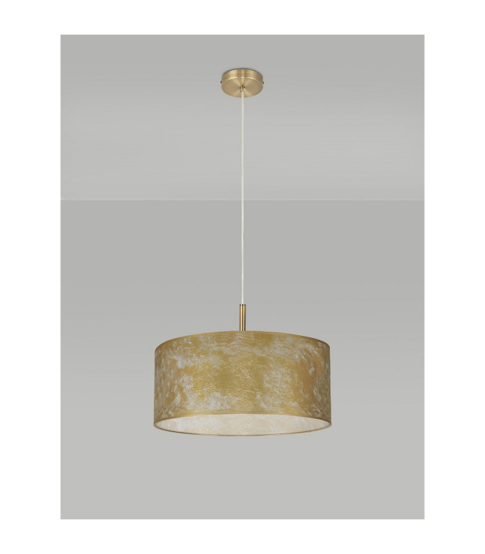 Baymont 40cm Antique Brass 5 Light E27 Single Pendant With 50cm x 20cm Gold Leaf Shade-12