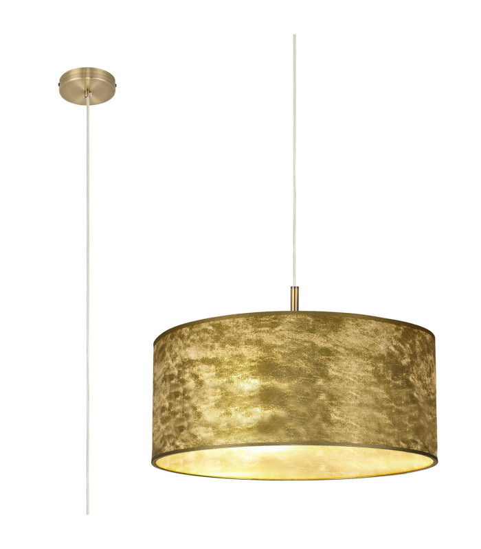 Baymont Antique Brass 5 Light E27 Single Pendant With 60cm x 22cm Gold Leaf Shade-1