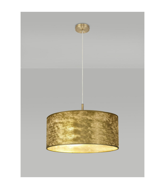 Baymont Antique Brass 5 Light E27 Single Pendant With 60cm x 22cm Gold Leaf Shade-2