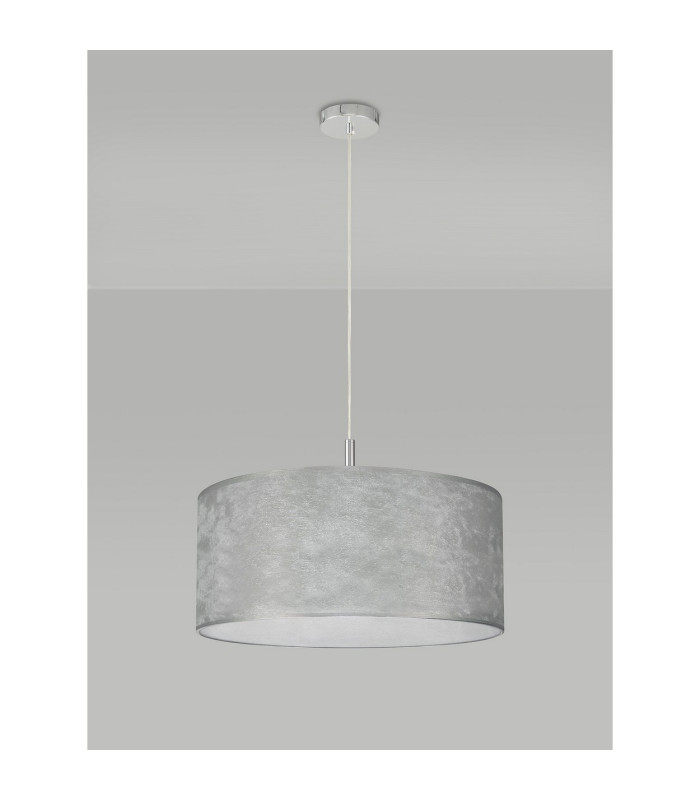 Baymont Polished Chrome 5 Light E27 Single Pendant With 60cm x 22cm Silver Leaf Shade-12