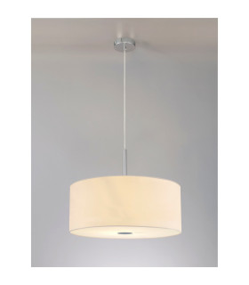 Baymont Polished Chrome 5 Light E27 Single Pendant With 60cm x 22cm Faux Silk Shade Ivory Pearl/White Laminate-2