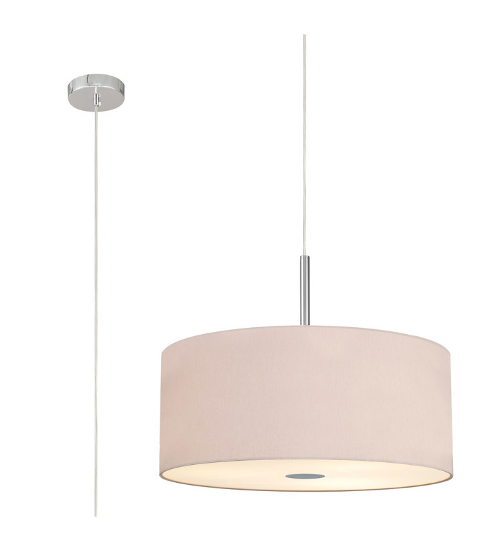 Baymont Polished Chrome 5 Light E27 Single Pendant With 60cm x 22cm Dual Faux Silk Shade Nude Beige/Moonlight-1