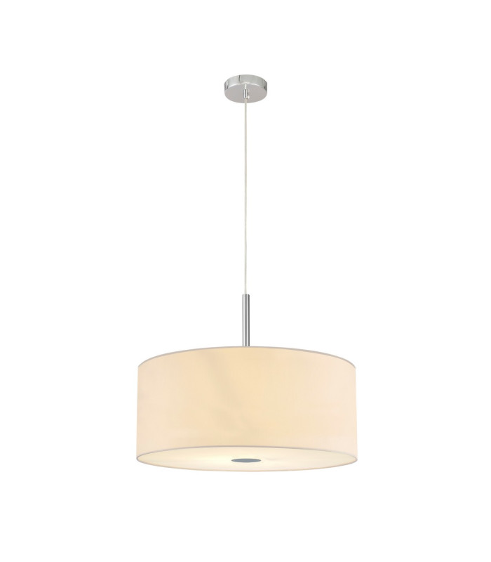 Baymont Polished Chrome 5 Light E27 Single Pendant With 60cm x 22cm Faux Silk Shade Ivory Pearl/White Laminate-4