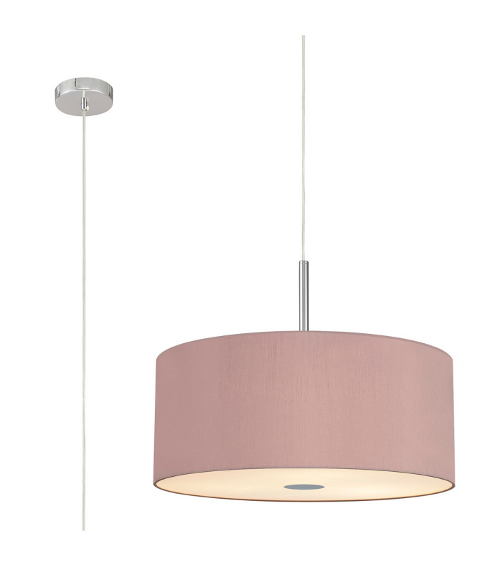 Baymont Polished Chrome 5 Light E27 Single Pendant With 60cm x 22cm x 22cm Dual Faux Silk Shade Taupe/Halo Gold-1