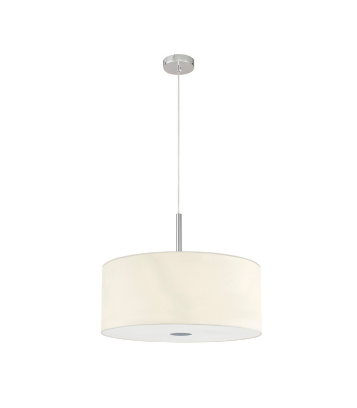 Baymont Polished Chrome 5 Light E27 Single Pendant With 60cm x 22cm Faux Silk Shade Ivory Pearl/White Laminate-5