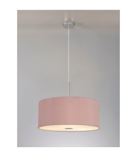 Baymont Polished Chrome 5 Light E27 Single Pendant With 60cm x 22cm x 22cm Dual Faux Silk Shade Taupe/Halo Gold-2