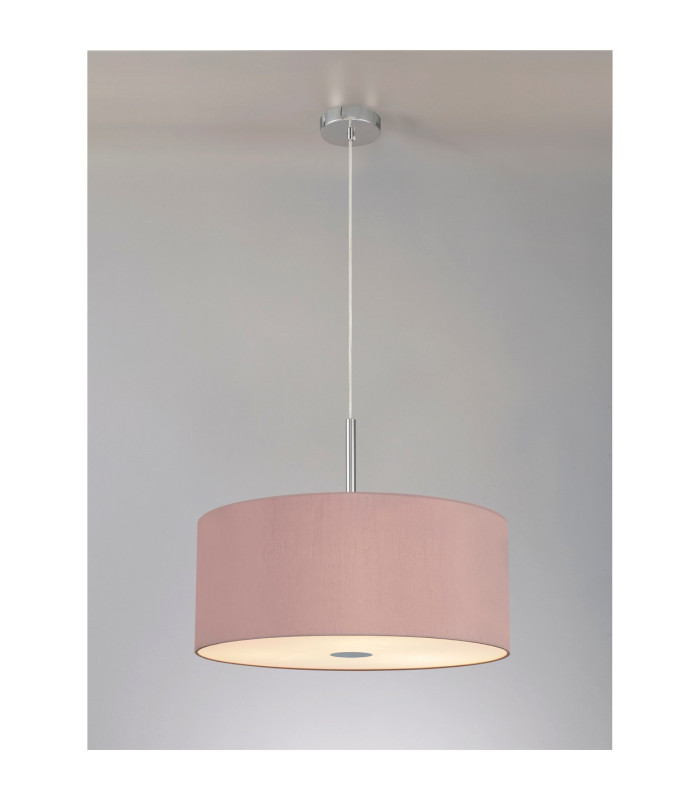 Baymont Polished Chrome 5 Light E27 Single Pendant With 60cm x 22cm x 22cm Dual Faux Silk Shade Taupe/Halo Gold-2
