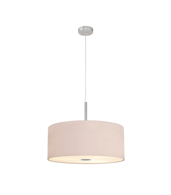 Baymont Polished Chrome 5 Light E27 Single Pendant With 60cm x 22cm Dual Faux Silk Shade Nude Beige/Moonlight-4