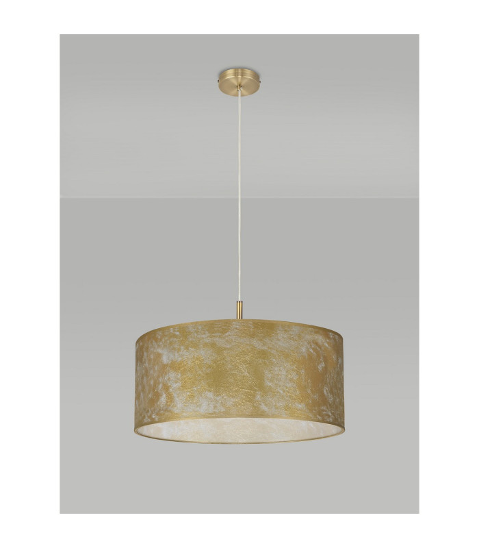 Baymont Antique Brass 5 Light E27 Single Pendant With 60cm x 22cm Gold Leaf Shade-12