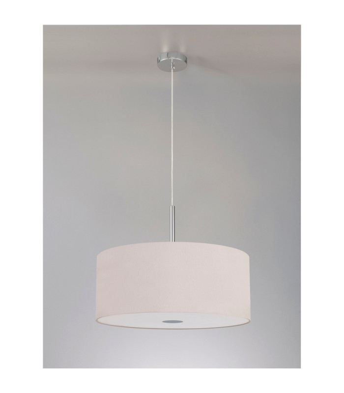 Baymont Polished Chrome 5 Light E27 Single Pendant With 60cm x 22cm Dual Faux Silk Shade Nude Beige/Moonlight-14