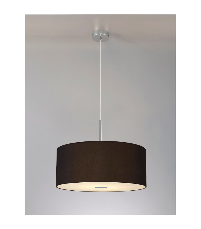 Baymont Polished Chrome 5 Light E27 Single Pendant With 60cm x 22cm Dual Faux Silk Shade Black/Green Olive-2