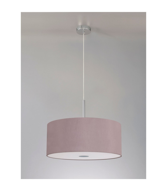 Baymont Polished Chrome 5 Light E27 Single Pendant With 60cm x 22cm x 22cm Dual Faux Silk Shade Taupe/Halo Gold-14