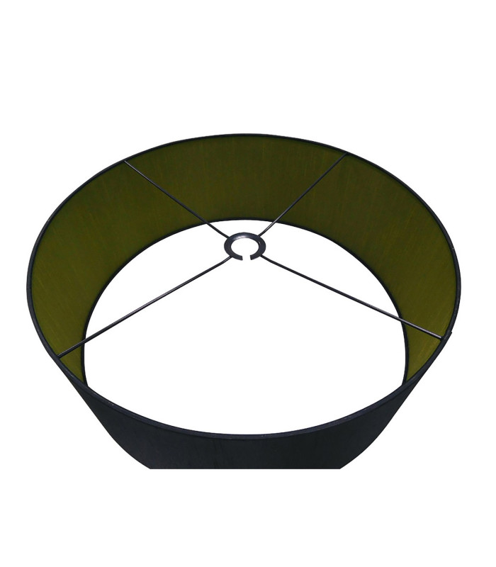 Baymont Polished Chrome 5 Light E27 Single Pendant With 60cm x 22cm Dual Faux Silk Shade Black/Green Olive-9
