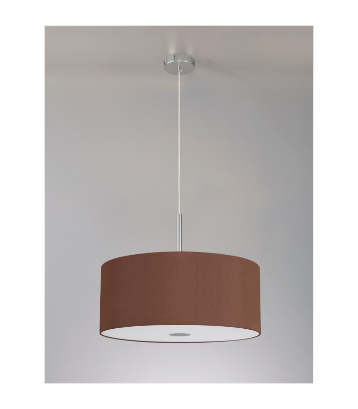 Baymont Polished Chrome 5 Light E27 Single Pendant With 60cm x 22cm Dual Faux Silk Shade Cocoa/Grecian Bronze-14