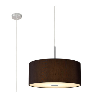 Baymont Polished Chrome 5 Light E27 Single Pendant With 60cm x 22cm x 22cm Faux Silk Shade Black/White Laminate-1