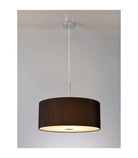 Baymont Polished Chrome 5 Light E27 Single Pendant With 60cm x 22cm x 22cm Faux Silk Shade Black/White Laminate-2