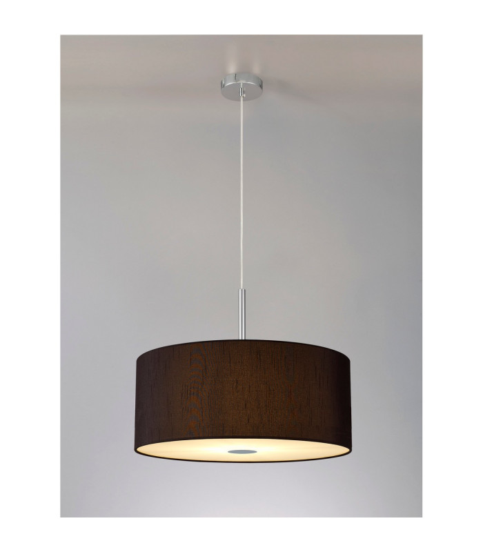 Baymont Polished Chrome 5 Light E27 Single Pendant With 60cm x 22cm x 22cm Faux Silk Shade Black/White Laminate-2