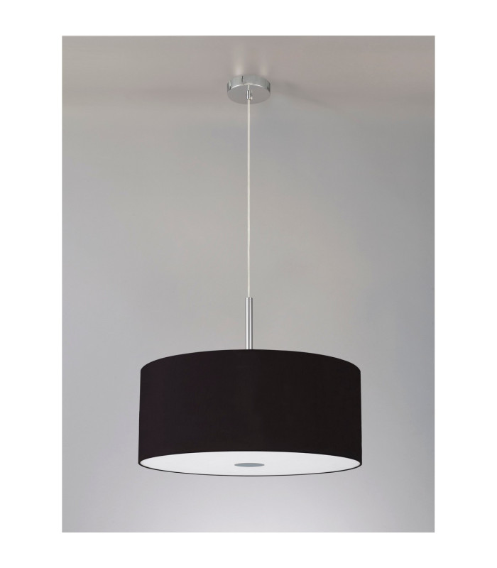 Baymont Polished Chrome 5 Light E27 Single Pendant With 60cm x 22cm Dual Faux Silk Shade Black/Green Olive-14