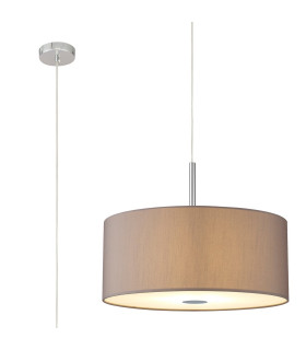 Baymont Polished Chrome 5 Light E27 Single Pendant With 60cm x 22cm x 22cm Faux Silk Shade Grey/White Laminate-1