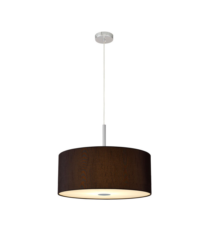 Baymont Polished Chrome 5 Light E27 Single Pendant With 60cm x 22cm x 22cm Faux Silk Shade Black/White Laminate-4