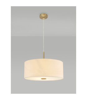 Baymont Antique Brass 5 Light E27 Single Pendant With 60cm x 22cm Faux Silk Shade Ivory Pearl/White Laminate-2