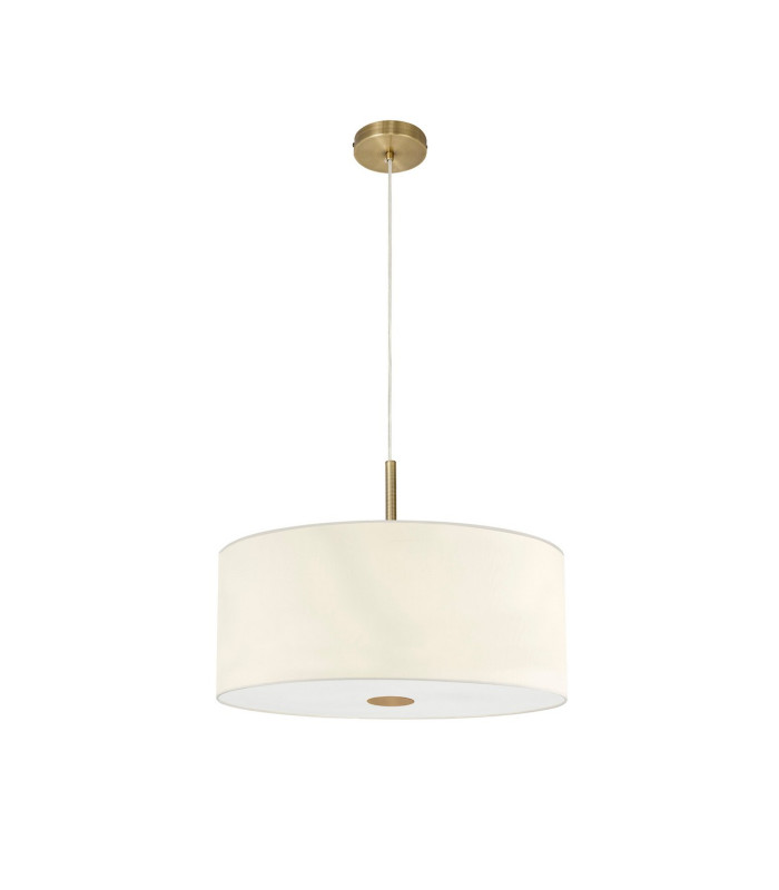 Baymont Antique Brass 5 Light E27 Single Pendant With 60cm x 22cm Faux Silk Shade Ivory Pearl/White Laminate-5