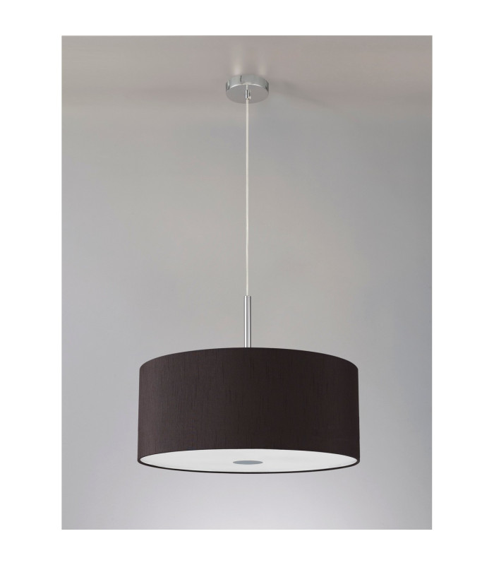 Baymont Polished Chrome 5 Light E27 Single Pendant With 60cm x 22cm x 22cm Faux Silk Shade Black/White Laminate-14