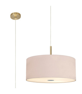 Baymont Antique Brass 5 Light E27 Single Pendant With 60cm x 22cm Dual Faux Silk Shade Nude Beige/Moonlight-1