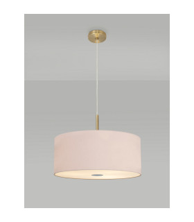 Baymont Antique Brass 5 Light E27 Single Pendant With 60cm x 22cm Dual Faux Silk Shade Nude Beige/Moonlight-2