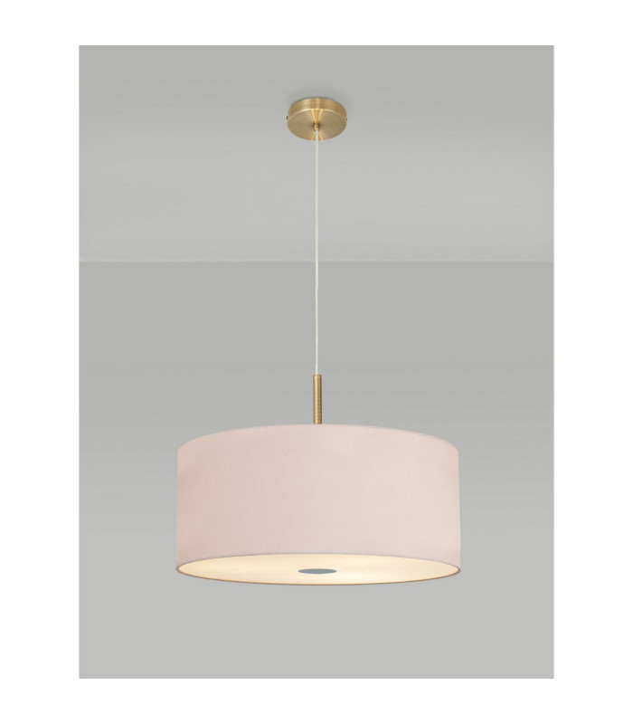 Baymont Antique Brass 5 Light E27 Single Pendant With 60cm x 22cm Dual Faux Silk Shade Nude Beige/Moonlight-2