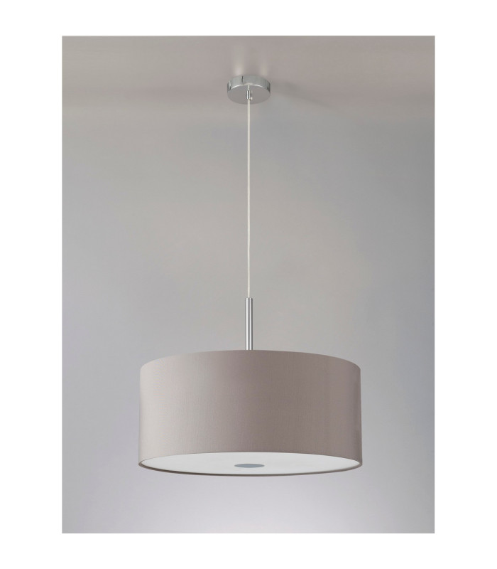 Baymont Polished Chrome 5 Light E27 Single Pendant With 60cm x 22cm x 22cm Faux Silk Shade Grey/White Laminate-14