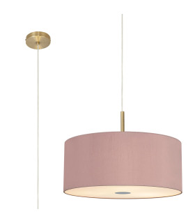 Baymont Antique Brass 5 Light E27 Single Pendant With 60cm x 22cm Dual Faux Silk Shade Taupe/Halo Gold-1