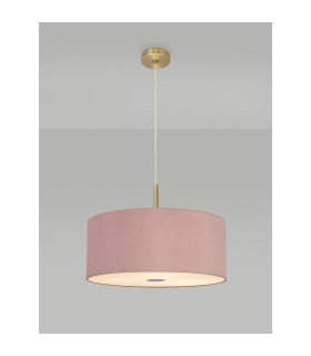 Baymont Antique Brass 5 Light E27 Single Pendant With 60cm x 22cm Dual Faux Silk Shade Taupe/Halo Gold-2