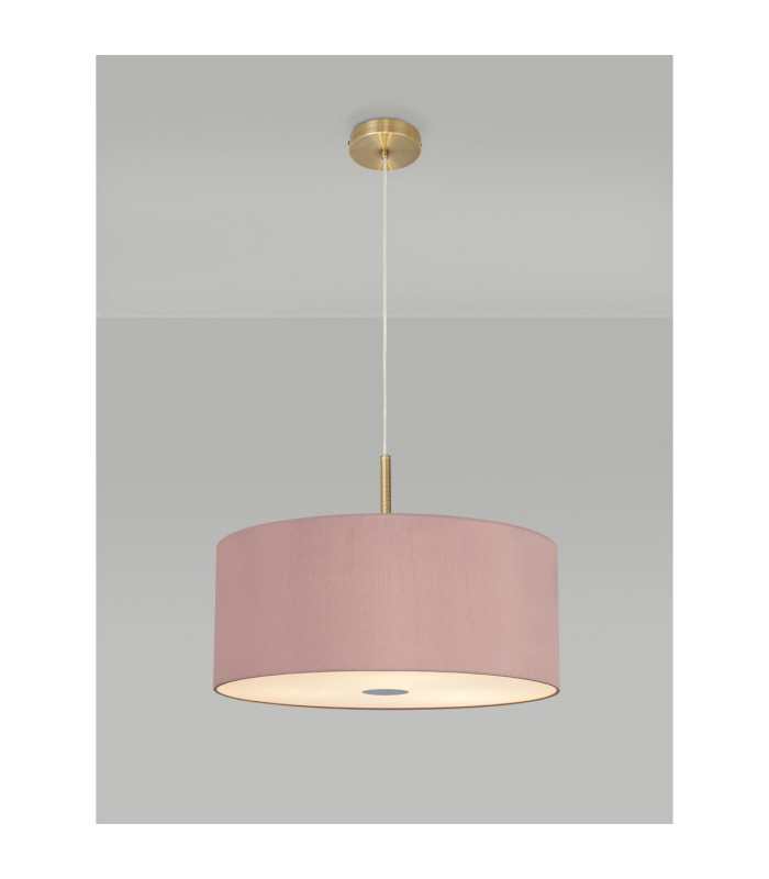 Baymont Antique Brass 5 Light E27 Single Pendant With 60cm x 22cm Dual Faux Silk Shade Taupe/Halo Gold-2