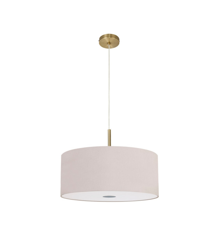 Baymont Antique Brass 5 Light E27 Single Pendant With 60cm x 22cm Dual Faux Silk Shade Nude Beige/Moonlight-5