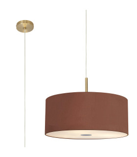 Baymont Antique Brass 5 Light E27 Single Pendant With 60cm x 22cm Dual Faux Silk Shade Raw Cocoa/Grecian Bronze-1