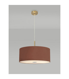 Baymont Antique Brass 5 Light E27 Single Pendant With 60cm x 22cm Dual Faux Silk Shade Raw Cocoa/Grecian Bronze-2