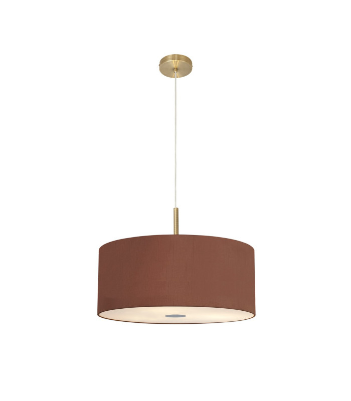 Baymont Antique Brass 5 Light E27 Single Pendant With 60cm x 22cm Dual Faux Silk Shade Raw Cocoa/Grecian Bronze-4