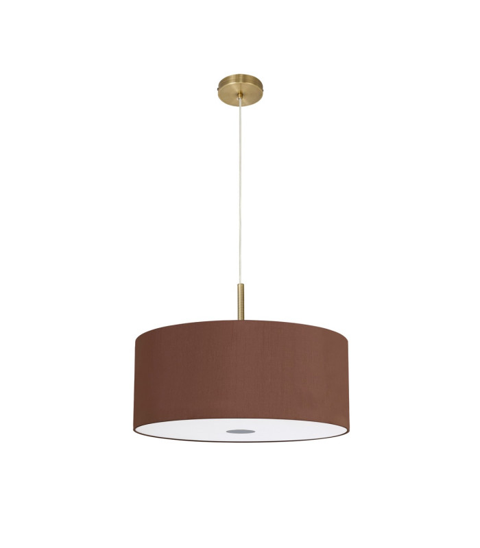 Baymont Antique Brass 5 Light E27 Single Pendant With 60cm x 22cm Dual Faux Silk Shade Raw Cocoa/Grecian Bronze-5