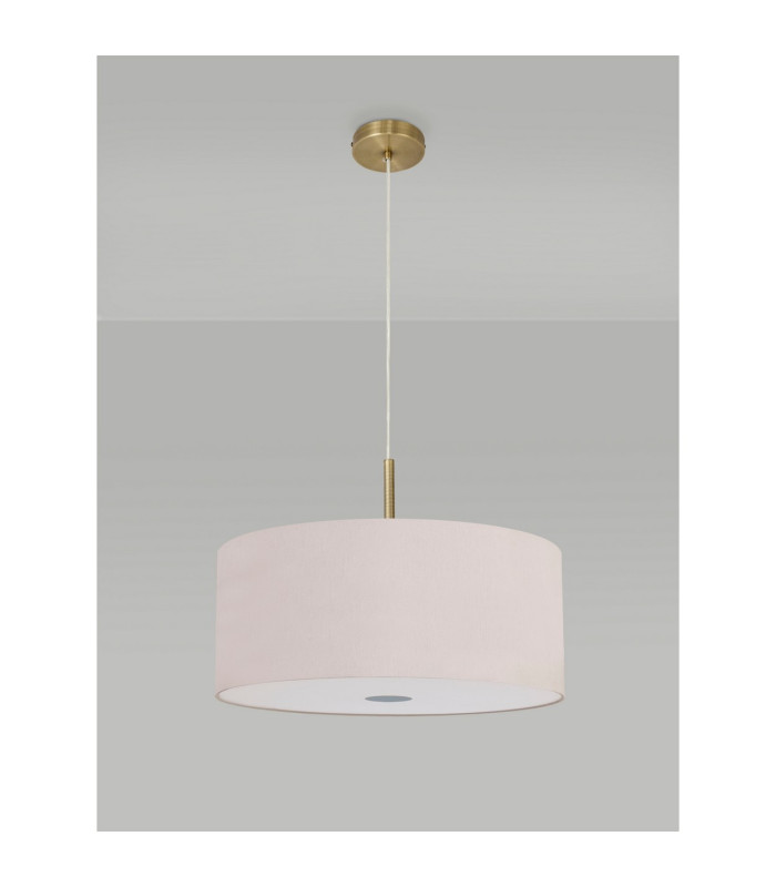 Baymont Antique Brass 5 Light E27 Single Pendant With 60cm x 22cm Dual Faux Silk Shade Nude Beige/Moonlight-14