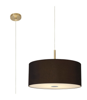 Baymont Antique Brass 5 Light E27 Single Pendant With 60cm x 22cm Dual Faux Silk Shade Black/Green Olive-1