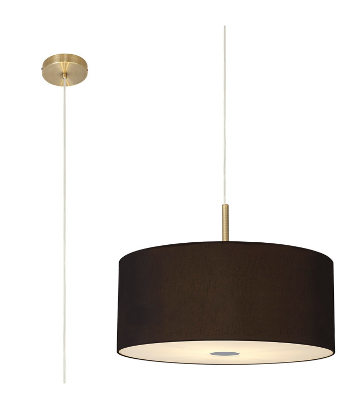 Baymont Antique Brass 5 Light E27 Single Pendant With 60cm x 22cm Dual Faux Silk Shade Black/Green Olive-1