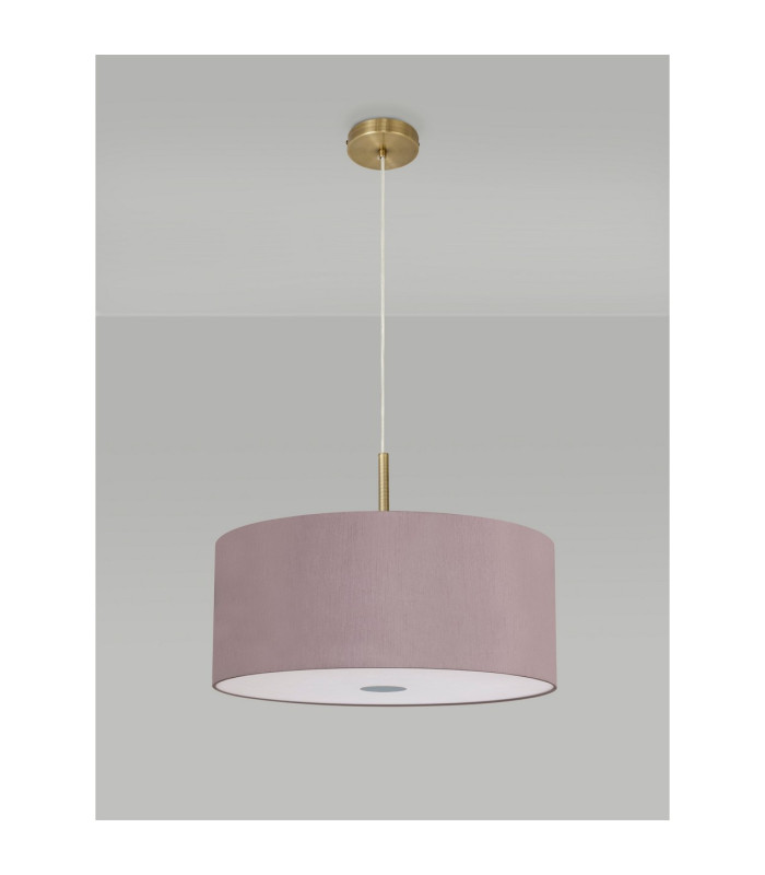 Baymont Antique Brass 5 Light E27 Single Pendant With 60cm x 22cm Dual Faux Silk Shade Taupe/Halo Gold-14